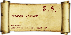 Prorok Verner névjegykártya